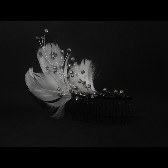 Large bridal hair comb hair jewelry rhinestones - Picture 6 of 7